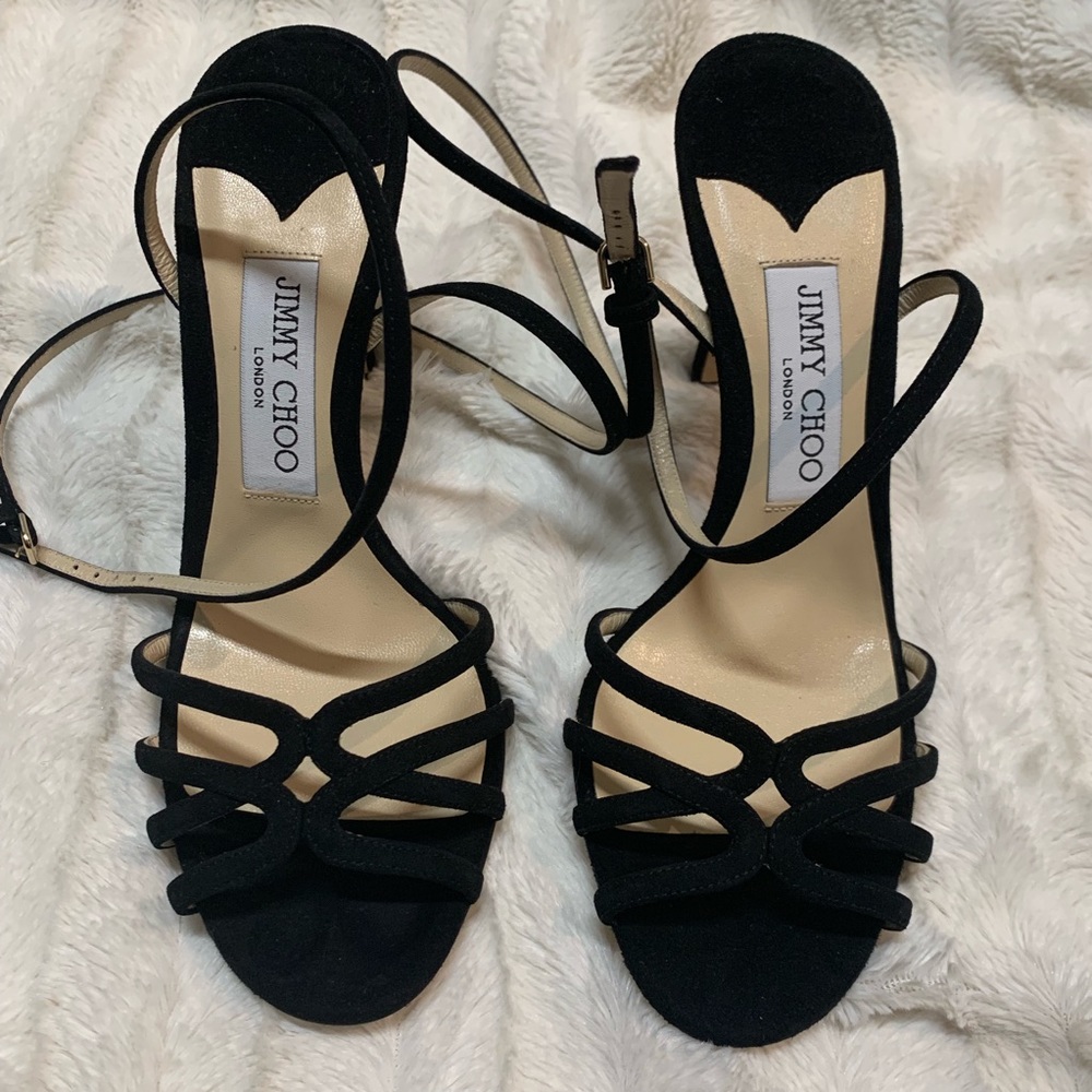 Jimmy Choo Mimi 100 Black Suede Wrap Around Sandal